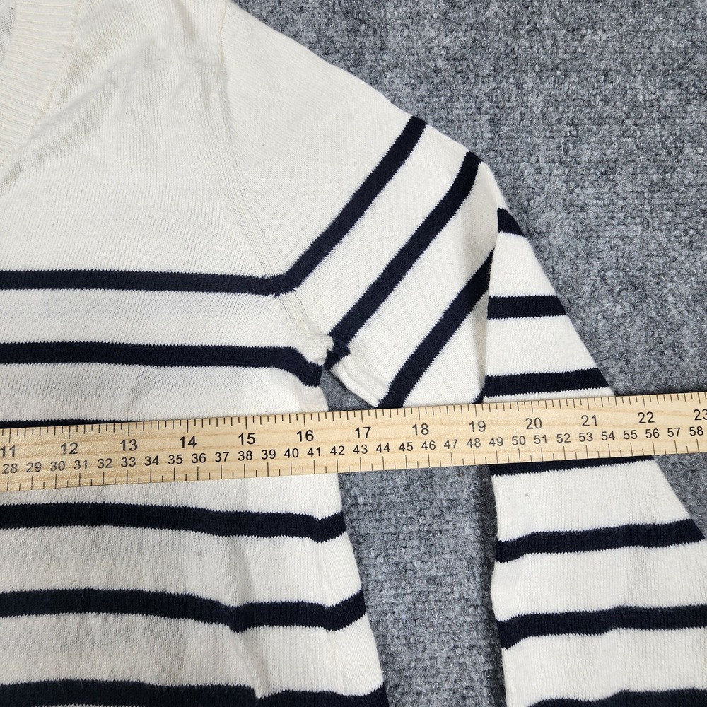 Rag & Bone Store Exclusive Striped V-Neck Cotton Cashmere Sweater Ivory Navy S - Picture 4 of 6